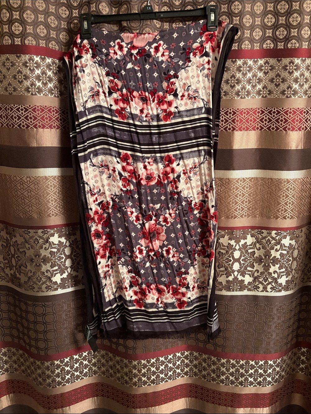 Floral Strip scarf from White House Black Market in Navy and Red